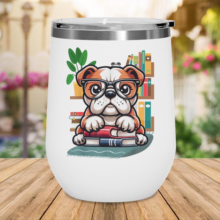 English Bulldog Reading a Book Dog Wine Tumbler