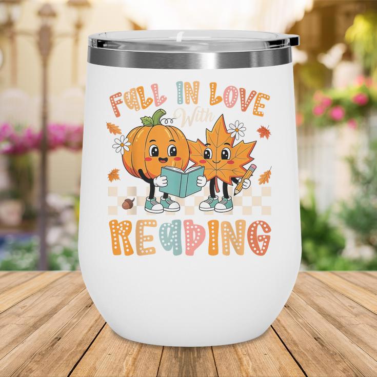 Fall In Love With Reading Thanksgiving Pumpkin Book Lover Wine Tumbler Fall In Love With Reading Thanksgiving Pumpkin Book Lover Wine Tumbler