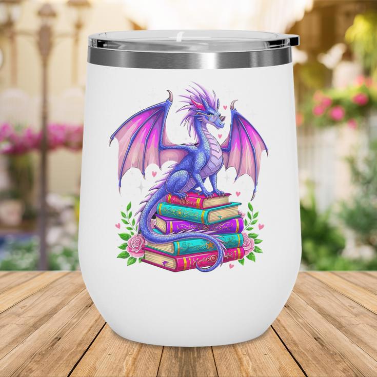 Fantasy Dragon Reading Books Bookworm Wine Tumbler