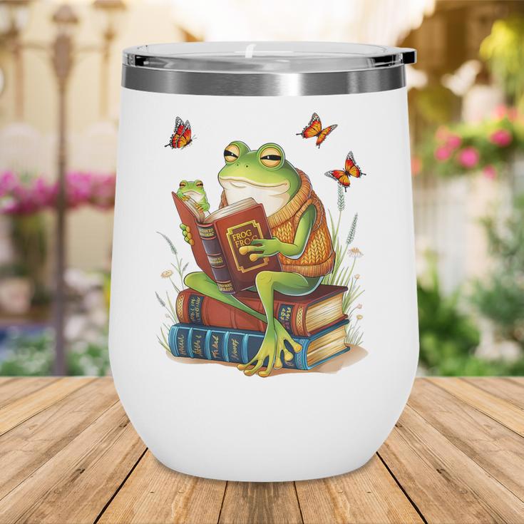 Frog & Toad Fishing Vintage Classic Book Frog Reading Book Wine Tumbler