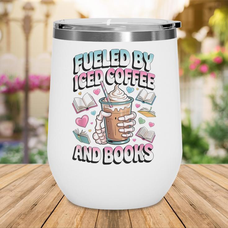 Fueled By Iced Coffee And Books Book Lover Retro Wine Tumbler