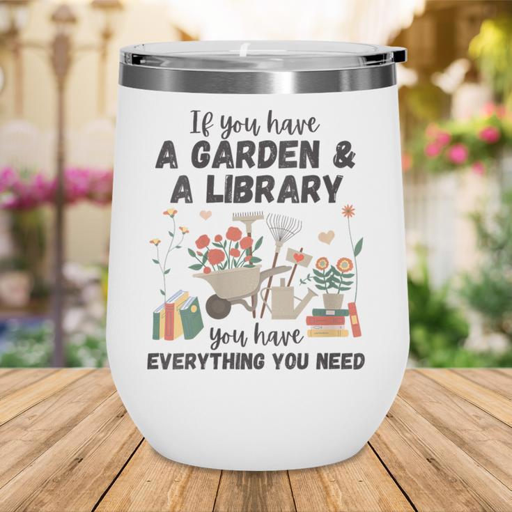 Gardening & Library Lover Books Reading Plants Cute Wine Tumbler