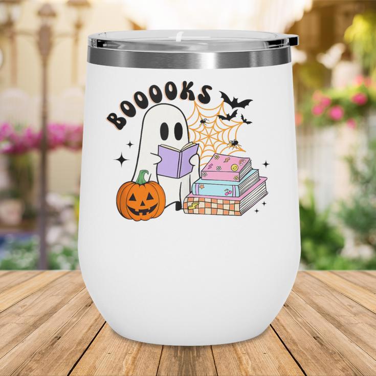 Ghost Reading Halloween Women Teacher Book Lover Wine Tumbler