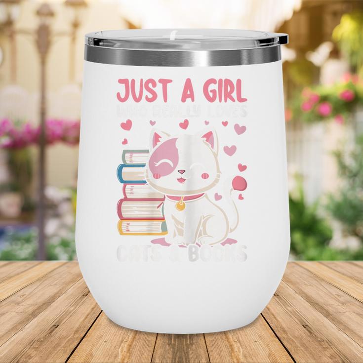 Girl Who Loves Cats And Books Cute Wine Tumbler Girl Who Loves Cats And Books Cute Wine Tumbler