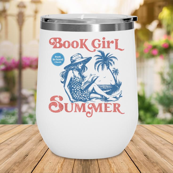 Girl Reading Book Summer Beach Vacation For Book Lover Wine Tumbler