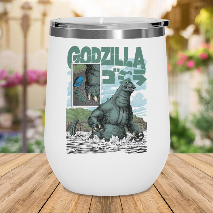 Godzilla Ocean Scene Comic Book Illustration Movie Monster Wine Tumbler