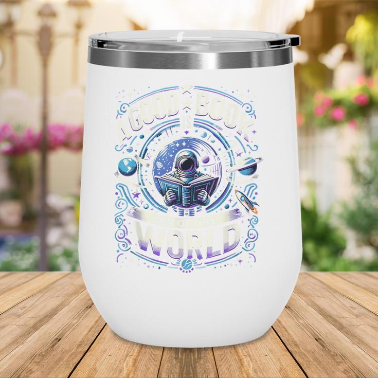 A Good Book Is Out Of This World Shirt Astronaut Reading Wine Tumbler