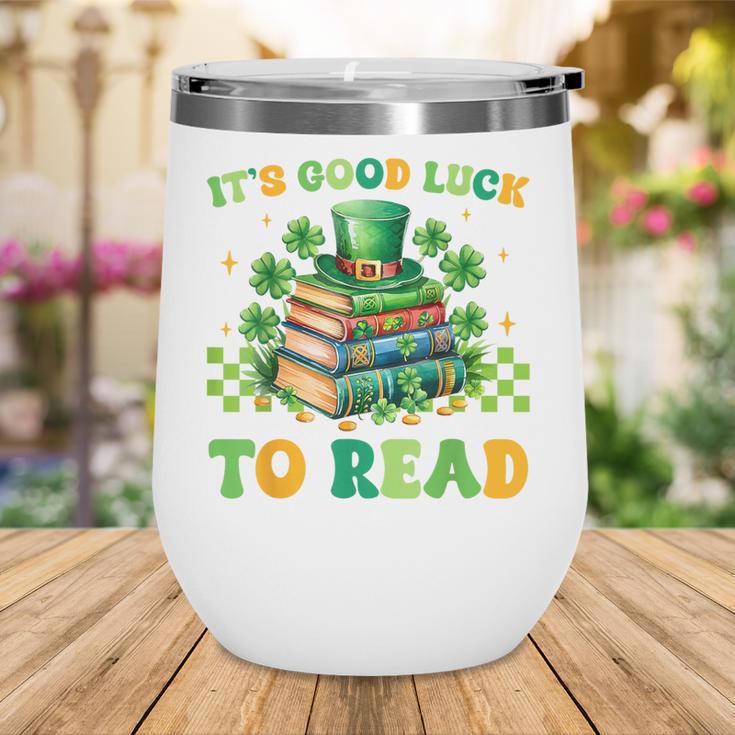 Goods Luck Read Librarian Book Patrick Days Shamrock Clover Wine Tumbler