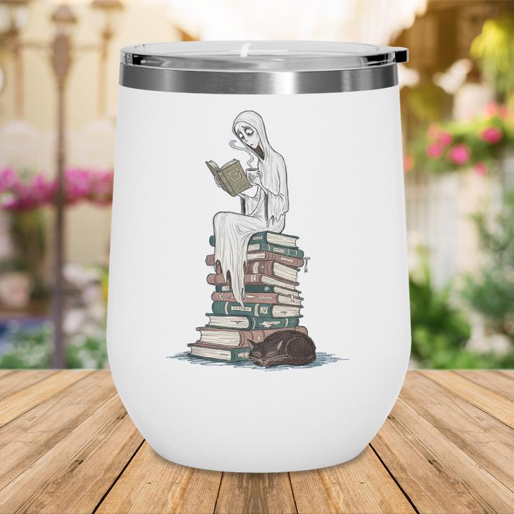 Gothic Librarian Halloween Books Tee For Teachers Wine Tumbler