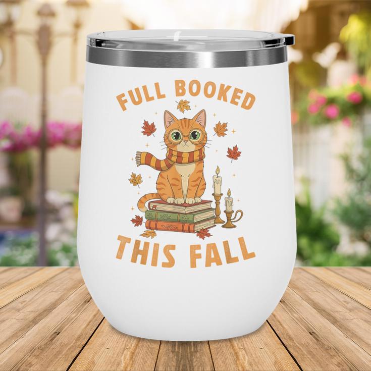 Halloween Fully Booked This Fall Book Ginger Cat Reading Wine Tumbler