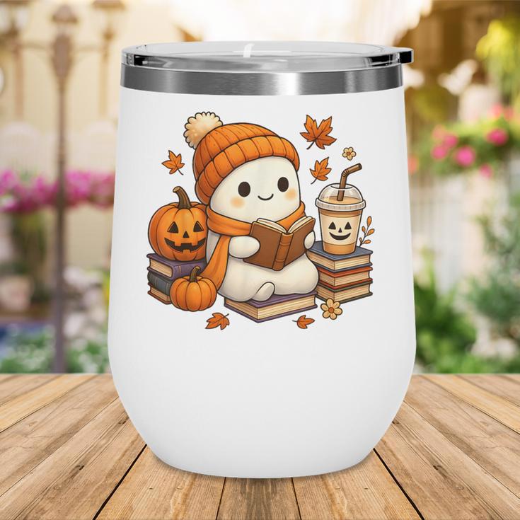 Halloween Ghost Reading Book Lovers Coffee Girl Women Wine Tumbler Halloween Ghost Reading Book Lovers Coffee Girl Women Wine Tumbler