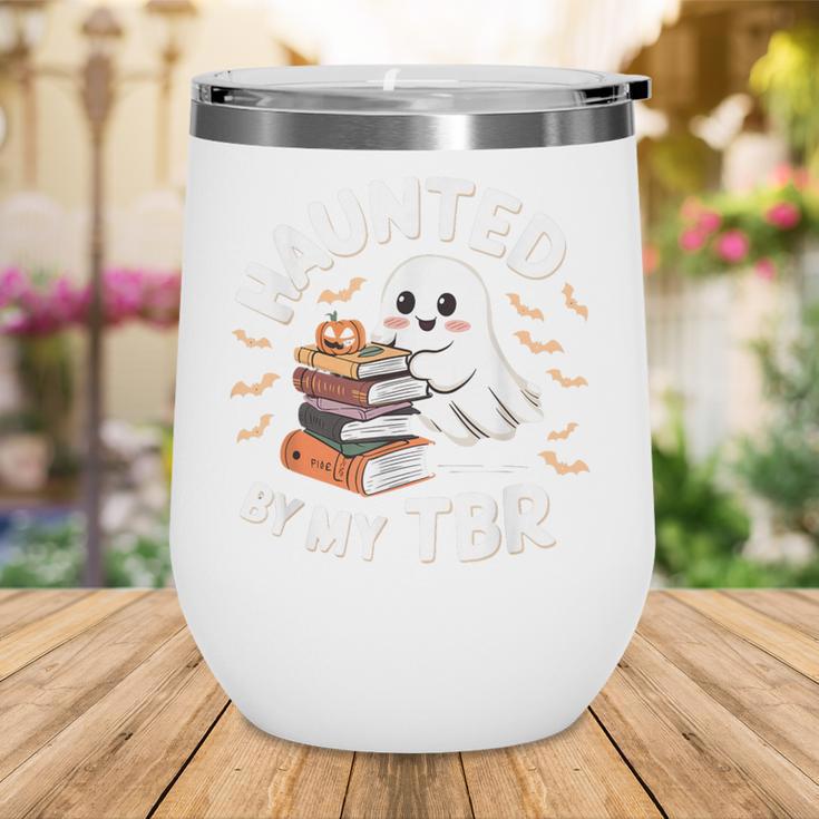 Haunted By My TBR Cute Ghost Book Reading Teacher Halloween Wine Tumbler Haunted By My TBR Cute Ghost Book Reading Teacher Halloween Wine Tumbler