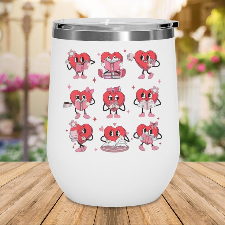 Heart Holding Reading Books Valentine Teacher Book Lover Wine Tumbler