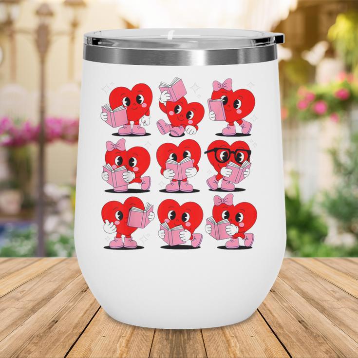 Heart Reading Books Valentine Teacher Boys Girls Book Lover Wine Tumbler