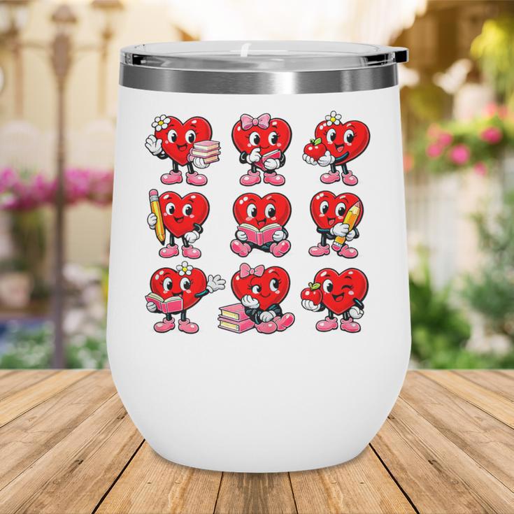 Heart Reading Books Valentine’s Day Girl And Boy Book Lovers Wine Tumbler