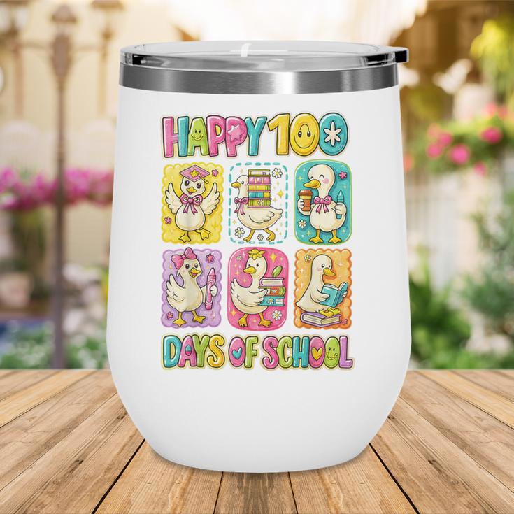 HUGvyn Happy 100 Days Of School Teacher Goose Preppy Books Wine Tumbler HUGvyn Happy 100 Days Of School Teacher Goose Preppy Books Wine Tumbler