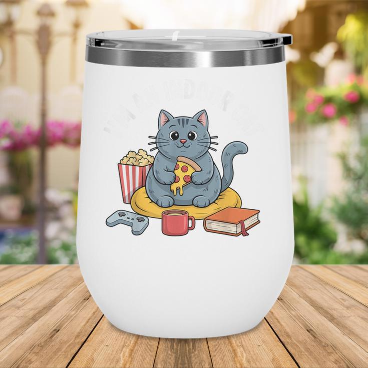 I'm An Indoor Cat Introvert Pizza Popcorn Book Gamer Cat Wine Tumbler