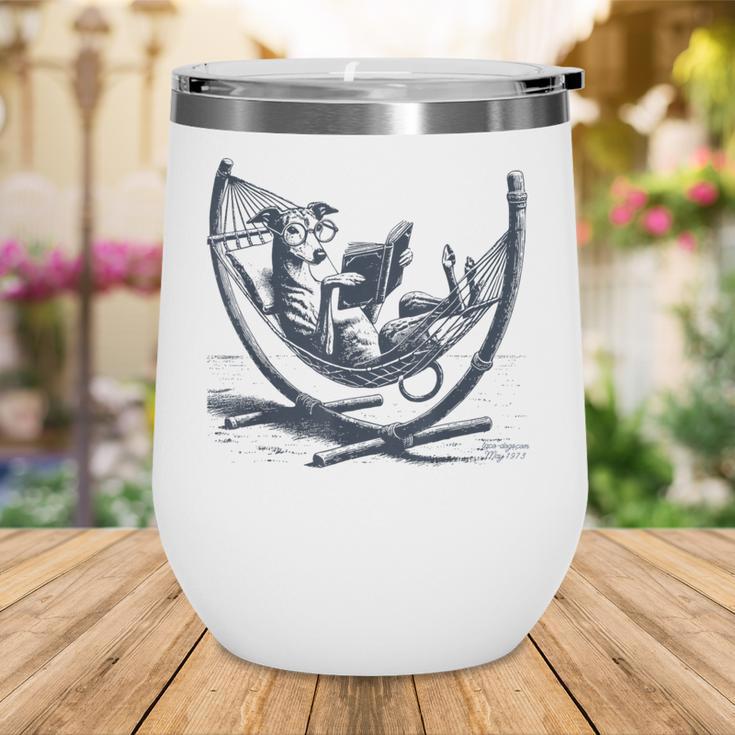 Italian Greyhound Whippet Dog Reading Book Hammock Iggy Mom Wine Tumbler