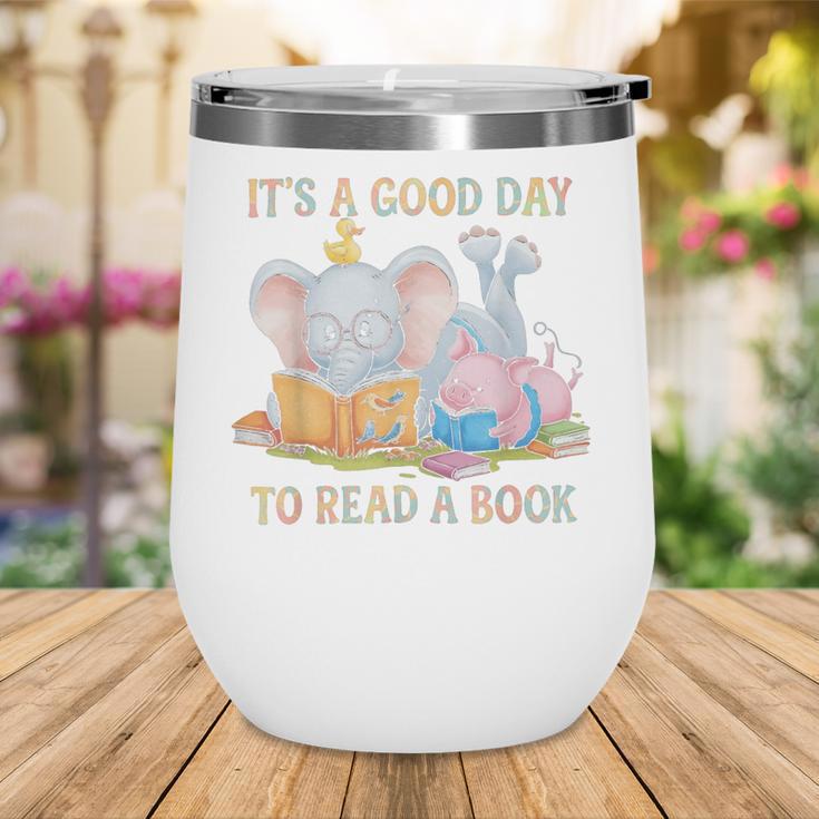 Its A Good Day To Read A Book Cute Pig & Elephant Adventure Wine Tumbler
