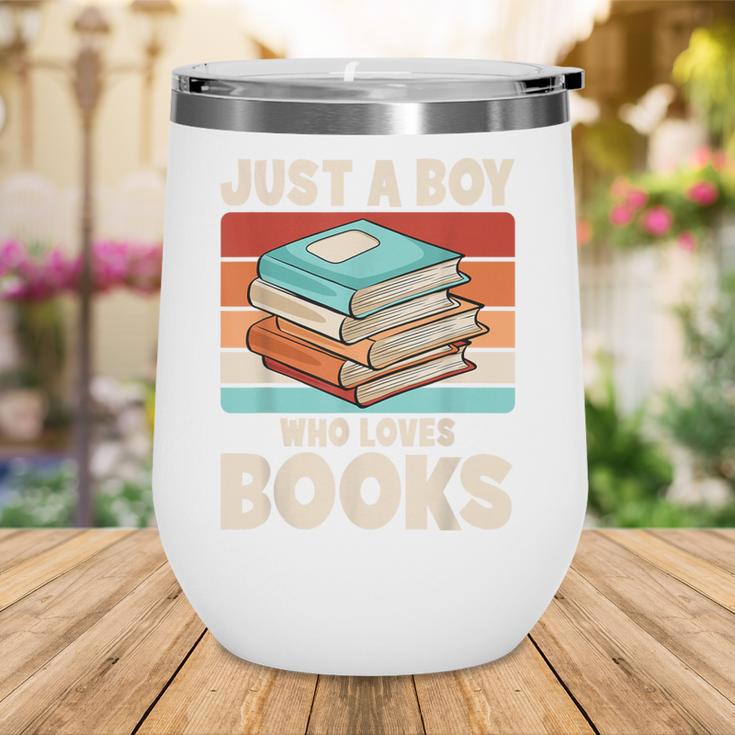 Just A Boy Who Loves Books Reading Bookworm Boys Kids Wine Tumbler