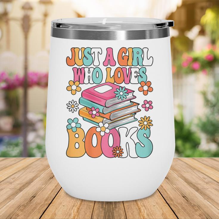 Just A Girl Who Loves Books Reading Cute Bookworm Girls Kids Wine Tumbler