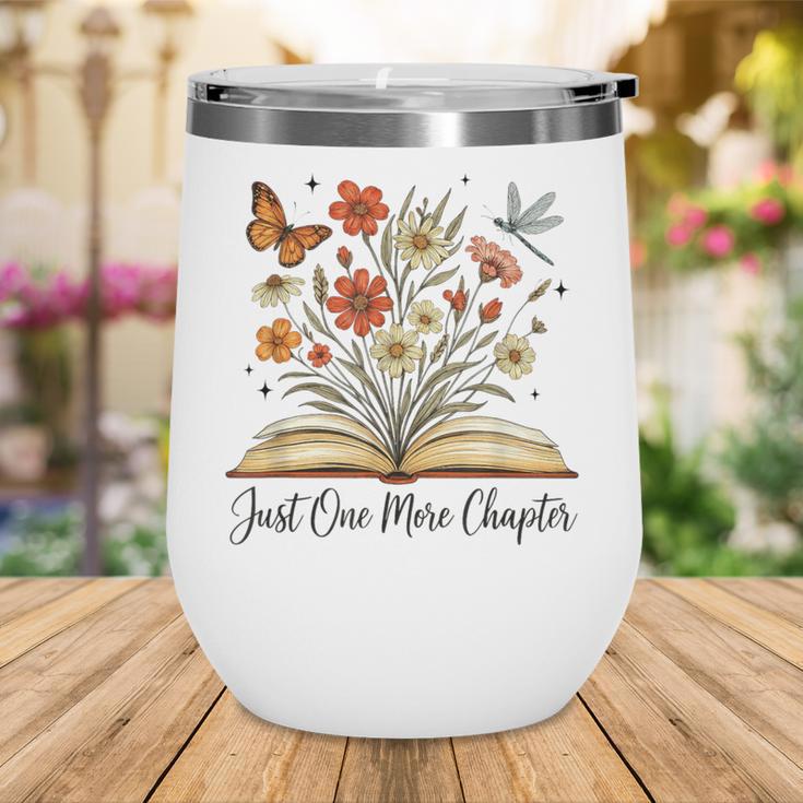 Just One More Chapter Open Book Flowers Wine Tumbler