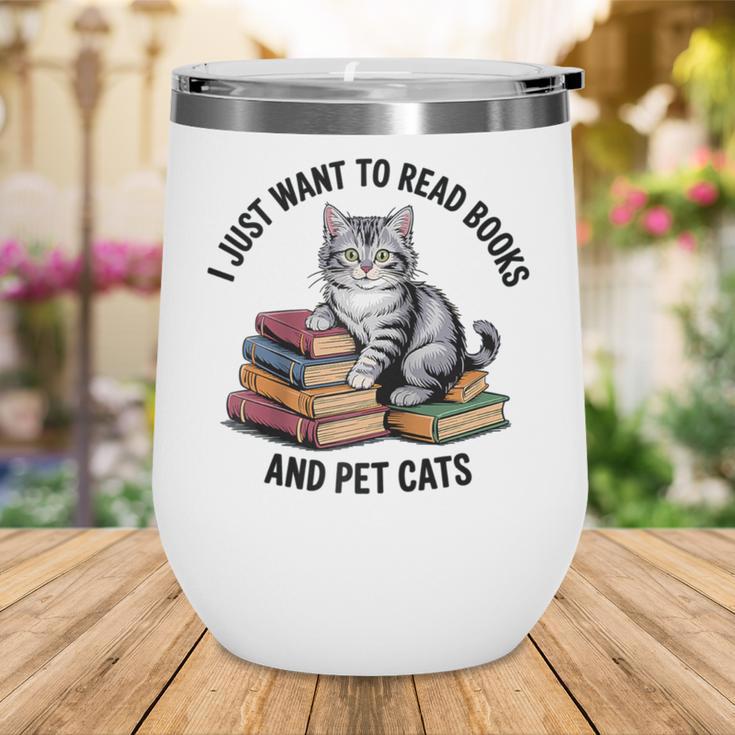 I Just Want To Read Books And Pet Cats Raglan Baseball Tee Wine Tumbler