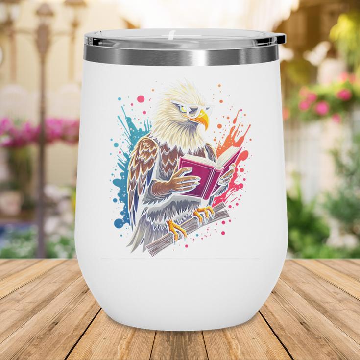 Kawaii Eagle Reads Book Reading Library Book Bookworm Wine Tumbler