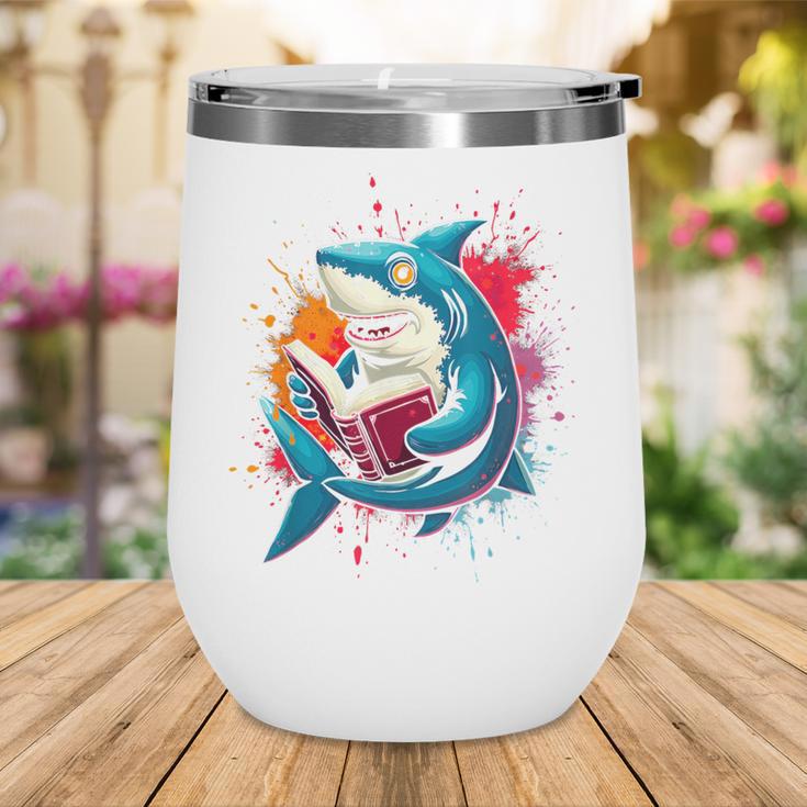 Kawaii Shark Reads Book Reading Library Book Bookworm Wine Tumbler Kawaii Shark Reads Book Reading Library Book Bookworm Wine Tumbler