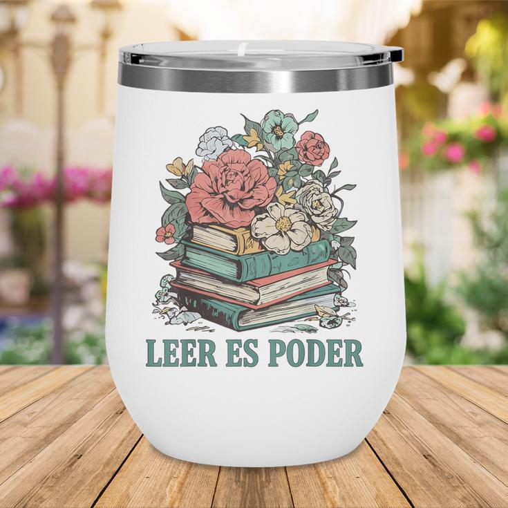 Leer ES Poder Cute Floral Spanish Teacher Book Reading Wine Tumbler