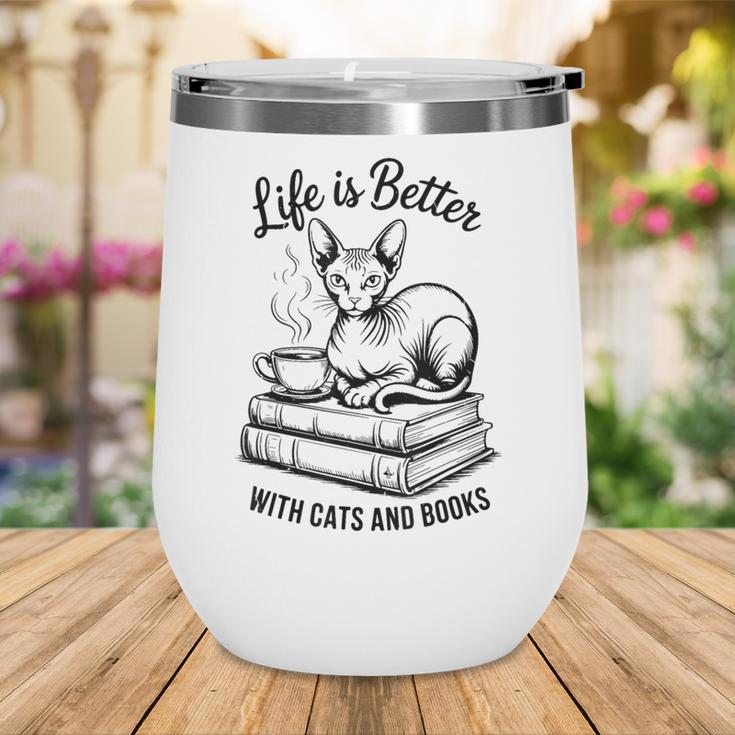Life Is Better With Cats & Books Sphynx Cat Mom Women Wine Tumbler Life Is Better With Cats & Books Sphynx Cat Mom Women Wine Tumbler