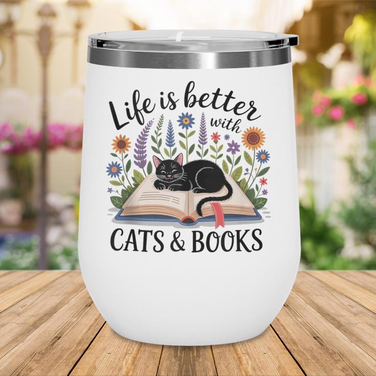 Life Is Better With Cats And Books Wine Tumbler Life Is Better With Cats And Books Wine Tumbler