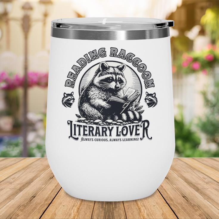 Literary Lover Reading Raccoon Books Premium Wine Tumbler