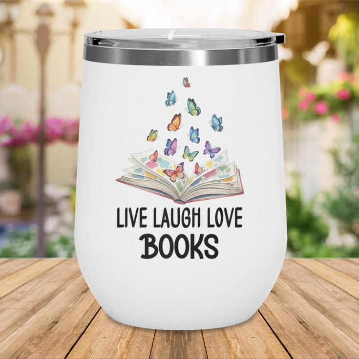 Live Laugh & Love Books Reading Butterfly Book Lover Bookish Premium Wine Tumbler