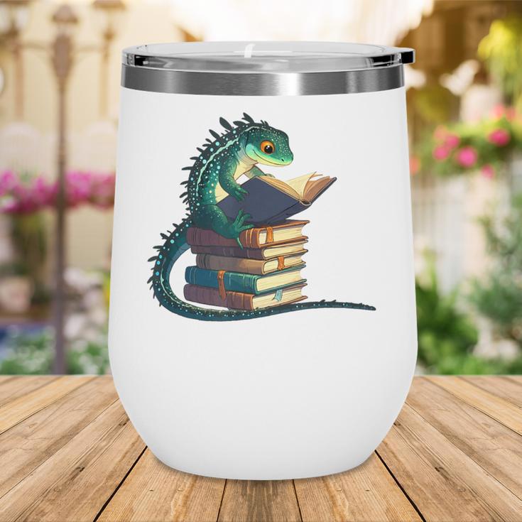 Lizard Reading Book Librarian Bookworm Reader Read Wine Tumbler