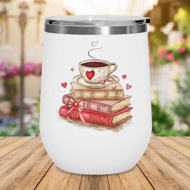 Love Book Coffee Heart Coquette Bow Valentines Day Wine Tumbler Love Book Coffee Heart Coquette Bow Valentines Day Wine Tumbler