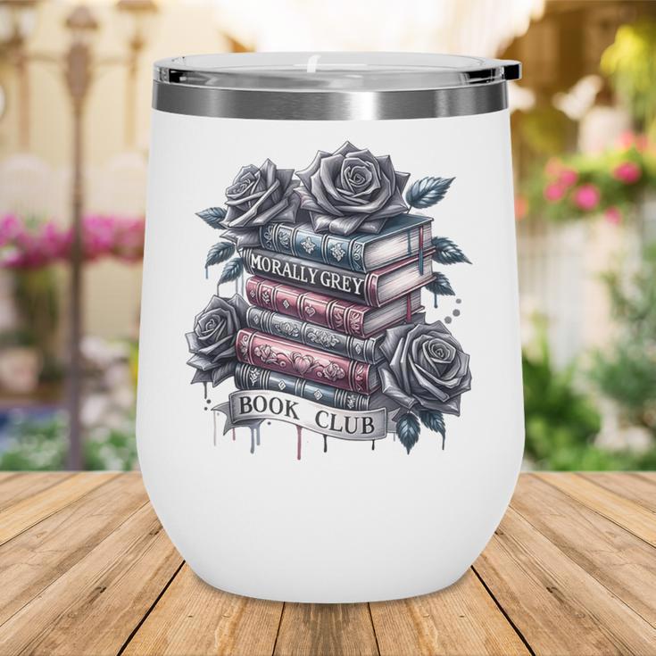 Morally Grey Book Club Floral Book Lover Graphic Wine Tumbler