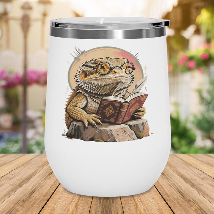Nerdy Bearded Dragon Glasses Book Reading Wine Tumbler