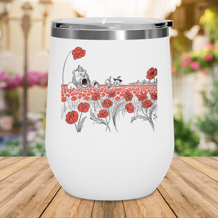 Poppy Field Wizard Of Oz Cowardly Brave Lion Book Wine Tumbler