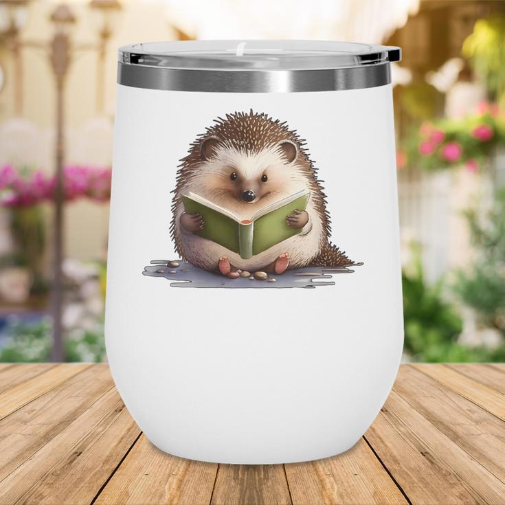 Porcupine Reading Book Hedgehog Book Lover Wine Tumbler