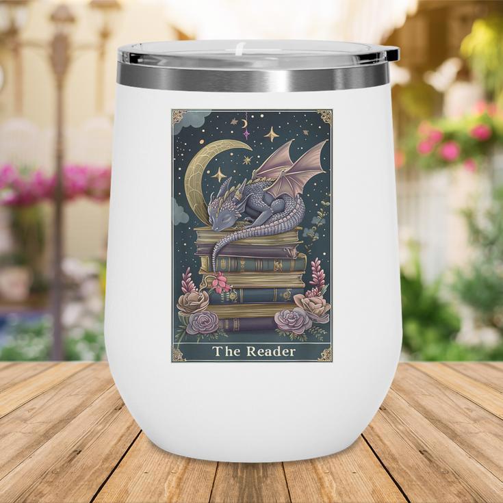 The Reader Tarot Card Book Dragon Romantasy Fantasy Bookish Wine Tumbler