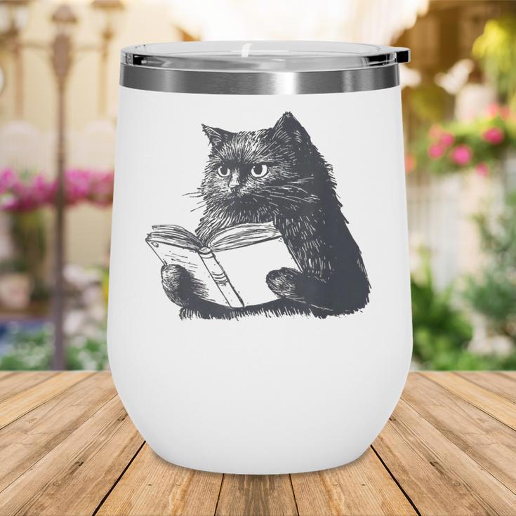 Reading Cat Cat Book Lover Wine Tumbler