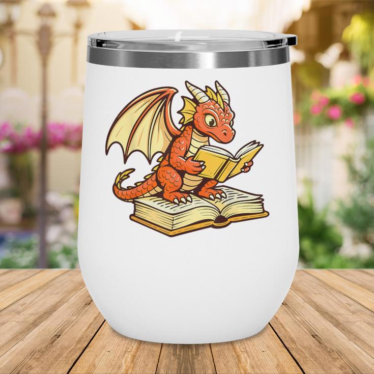 Reading Dragon Book Lover Bookworm Reader Wine Tumbler