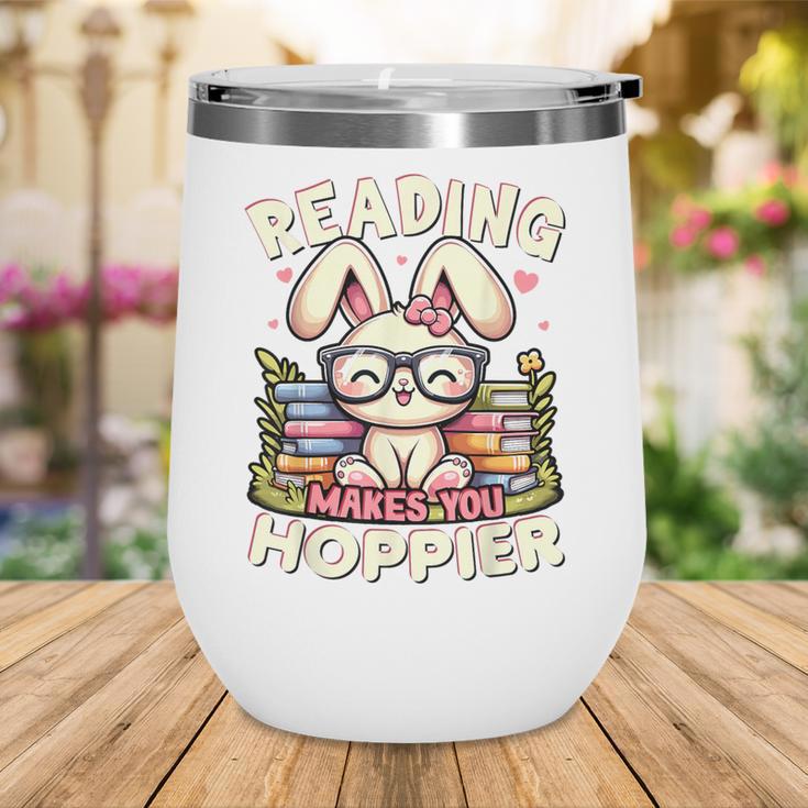Reading Makes You Hoppier Bunny Book Fans Toddler Kid Wine Tumbler