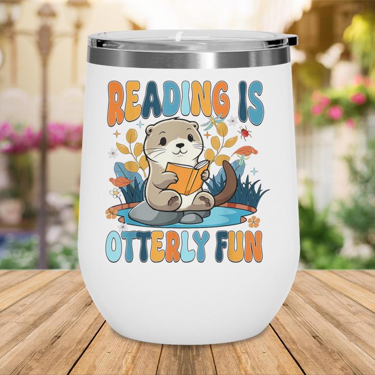 Reading Is Otterly Fun Sea Otter Book Lover Bookworm Wine Tumbler