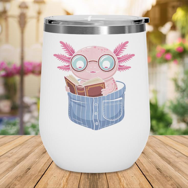 Readsalotl Axolotl Reading Book Lover Reading Pocket Axolotl Wine Tumbler