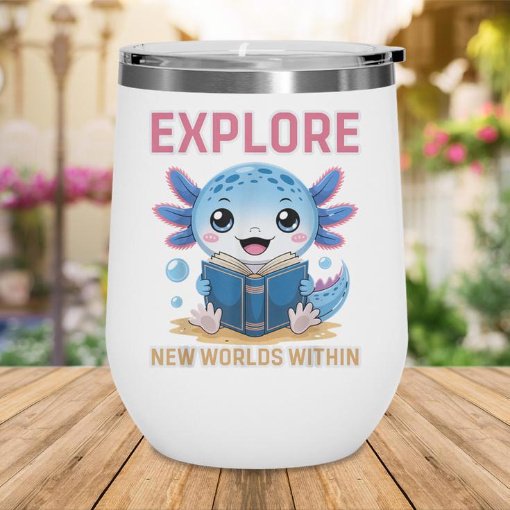Readsolotl Kawaii Axolotl Book Lover Reading Wine Tumbler