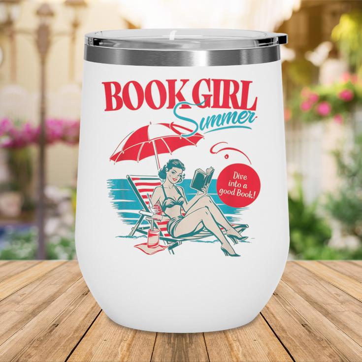 Retro Book Girl Summer For Women Beach Reading Wine Tumbler