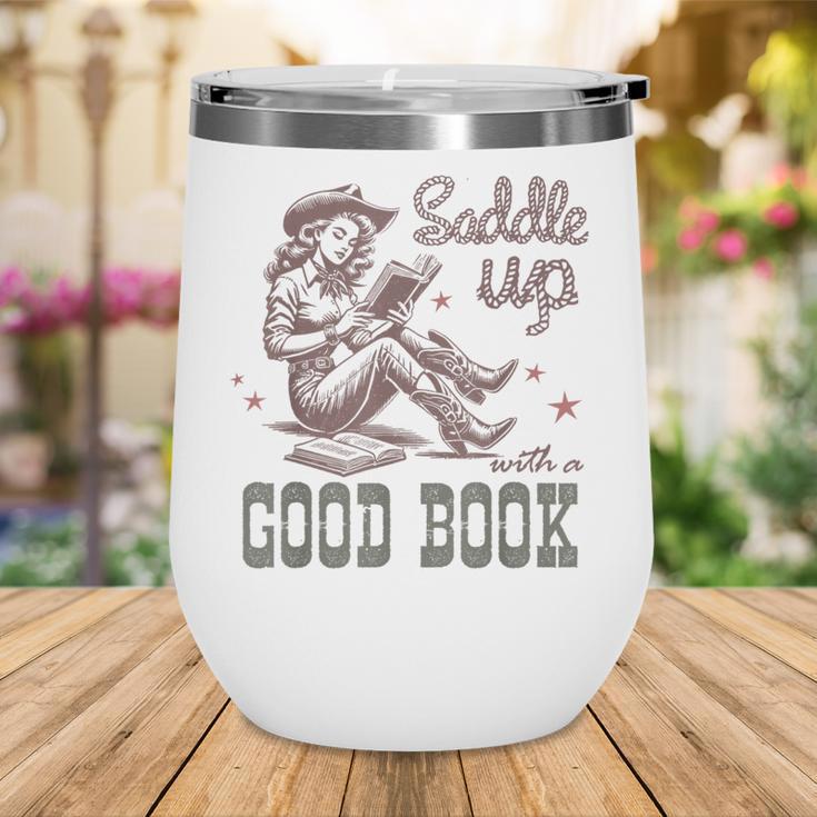Retro Cowgirl ReadingTee Saddle Up With A Good Book Western Wine Tumbler
