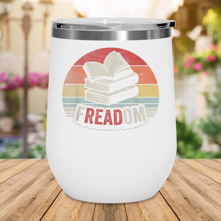 Retro Vintage FREADom Anti Ban Books Freedom To Read Wine Tumbler